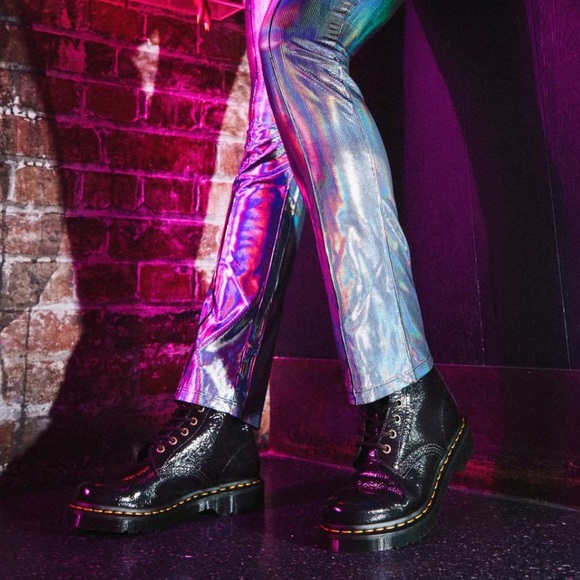 Dr. Martens 1460 Distressed Patent Black Lace Up Boots - Picture 9 of 12